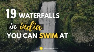 cover of waterfalls you can swim at in india with waterfall image in background - featured image