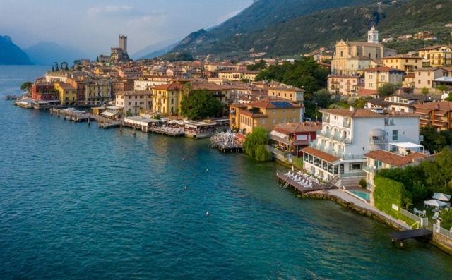An aerial view of Malcesine, Italy