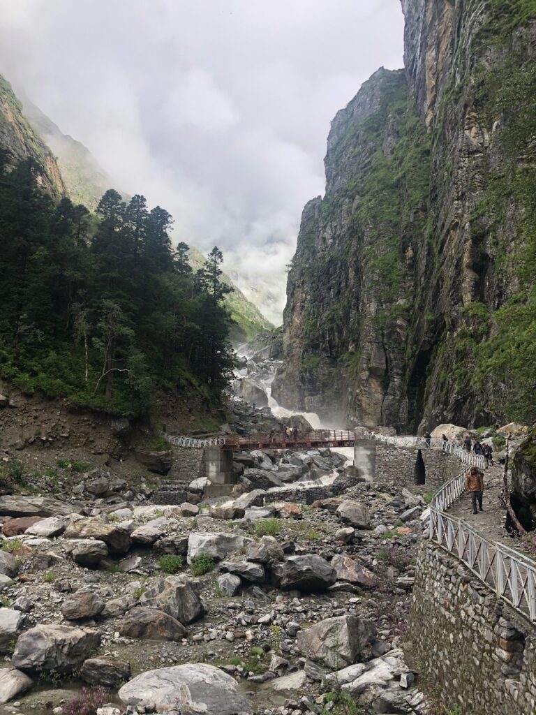 Cascading waterfall on the way to Valley of Flowers