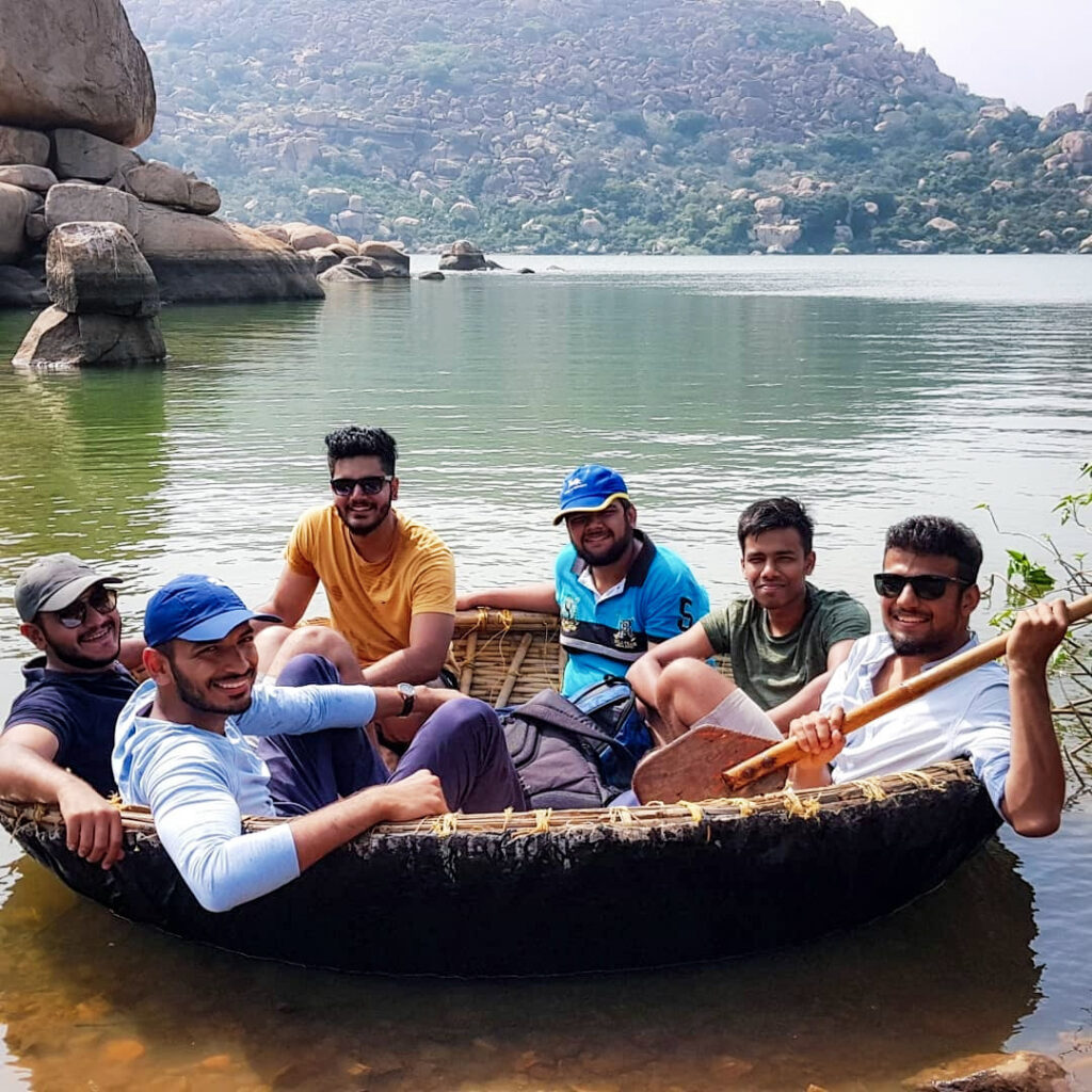 Coracle boating at Sanapur Lake from Hampi Hippie Island xtrips xploretheearth