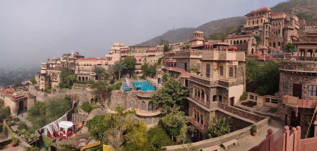 Neemrana Fort Palace - Aerial view of the hotel