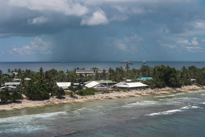 Funafuti Atoll - In view - Lagoon, Ocean and the Funafuti city in Tuvalu