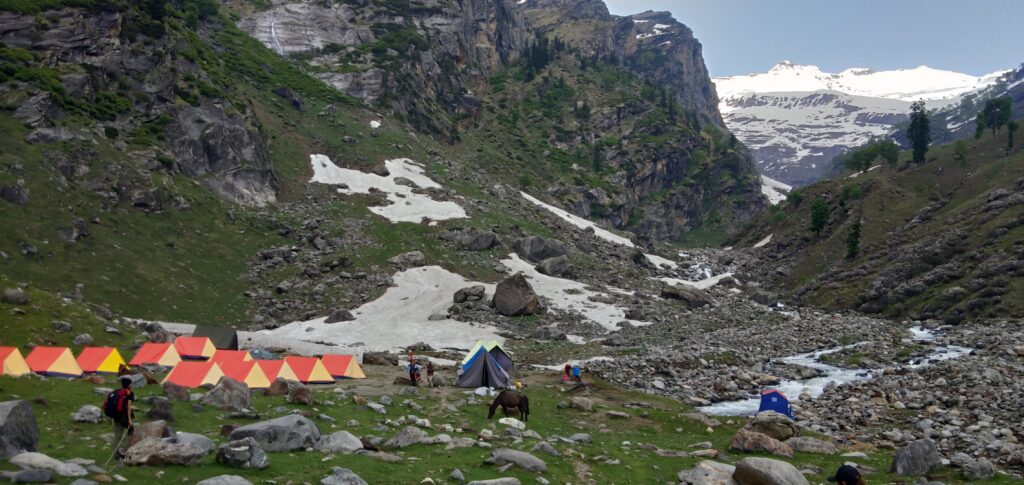 Campsite in Chikka on Day 1 of the Hampta Pass trek