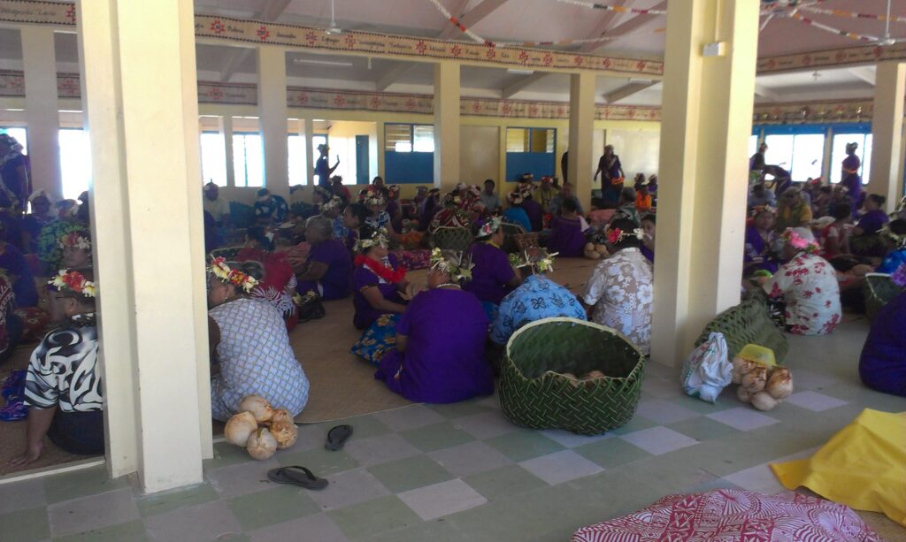 Inside a maneapa (aka meeting house) in Tuvalu