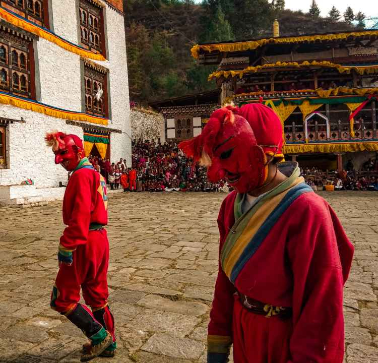 Atsaras, red faced clowns in famous tshechu festivals of Bhutan