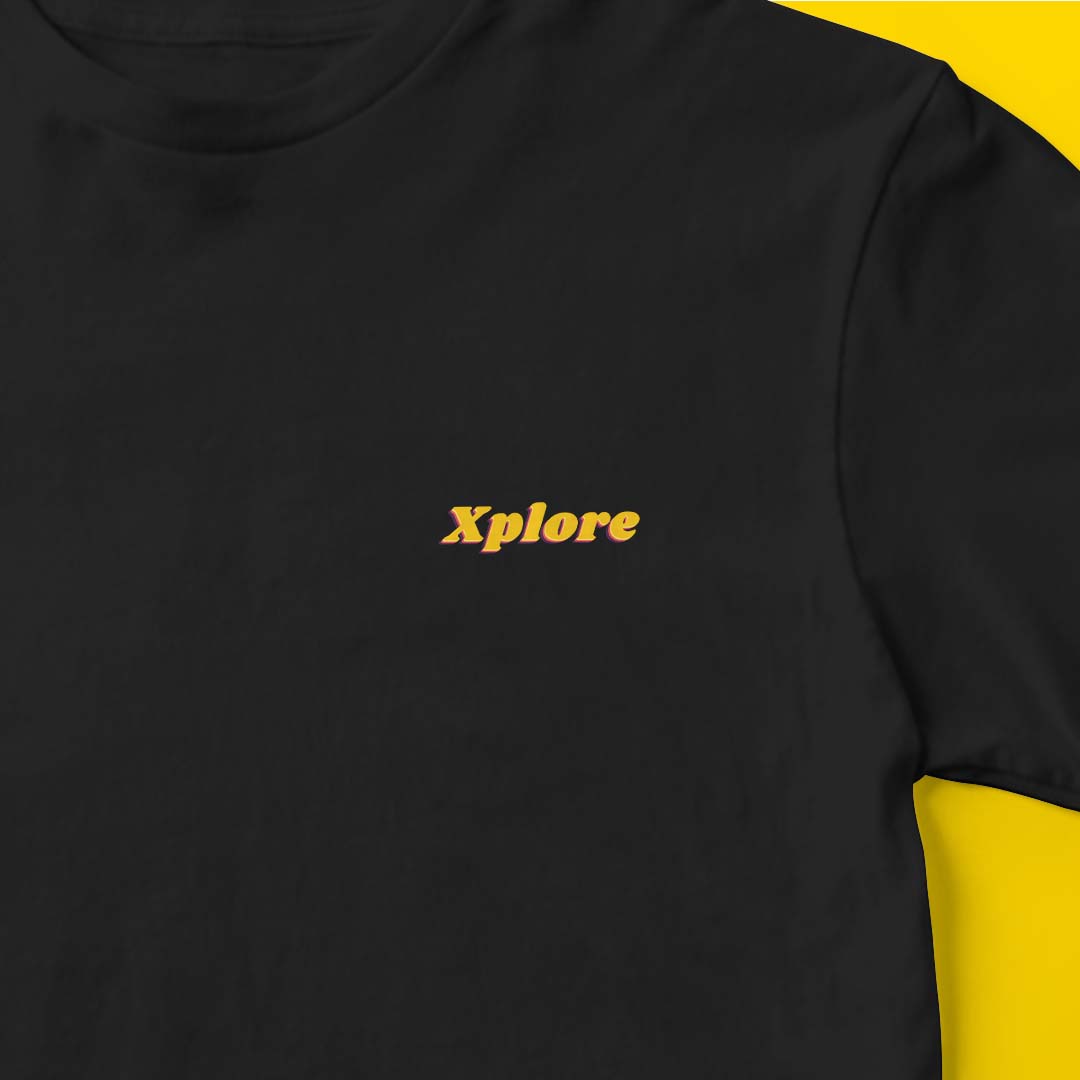 XPLORE Regular Fit T-Shirt Pocket Print Black