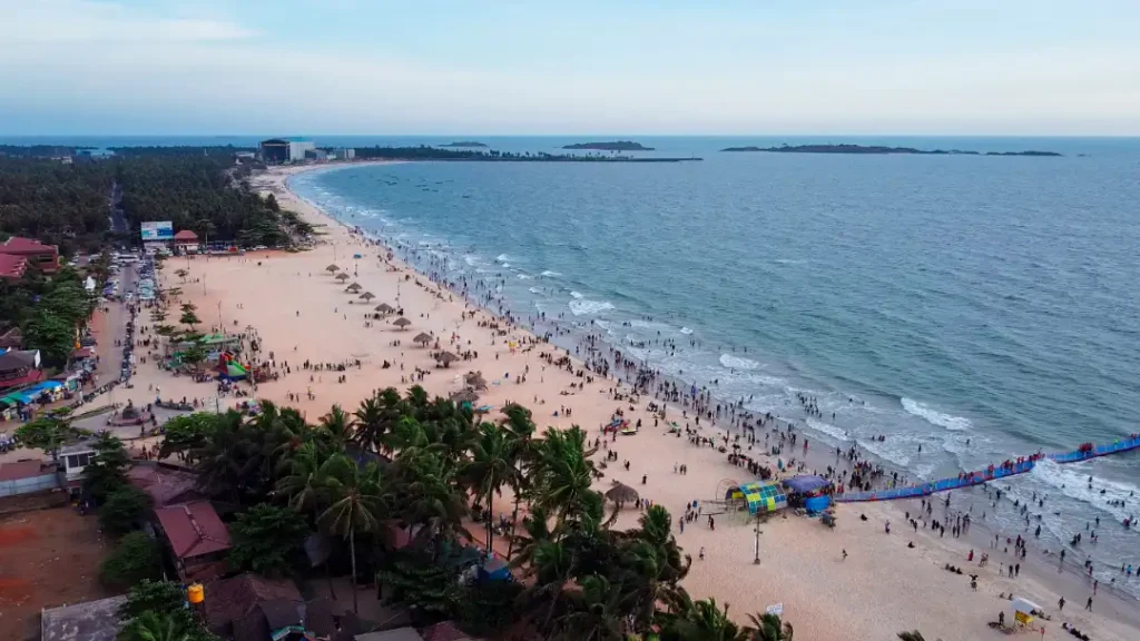 malpe beach of udupi drone view