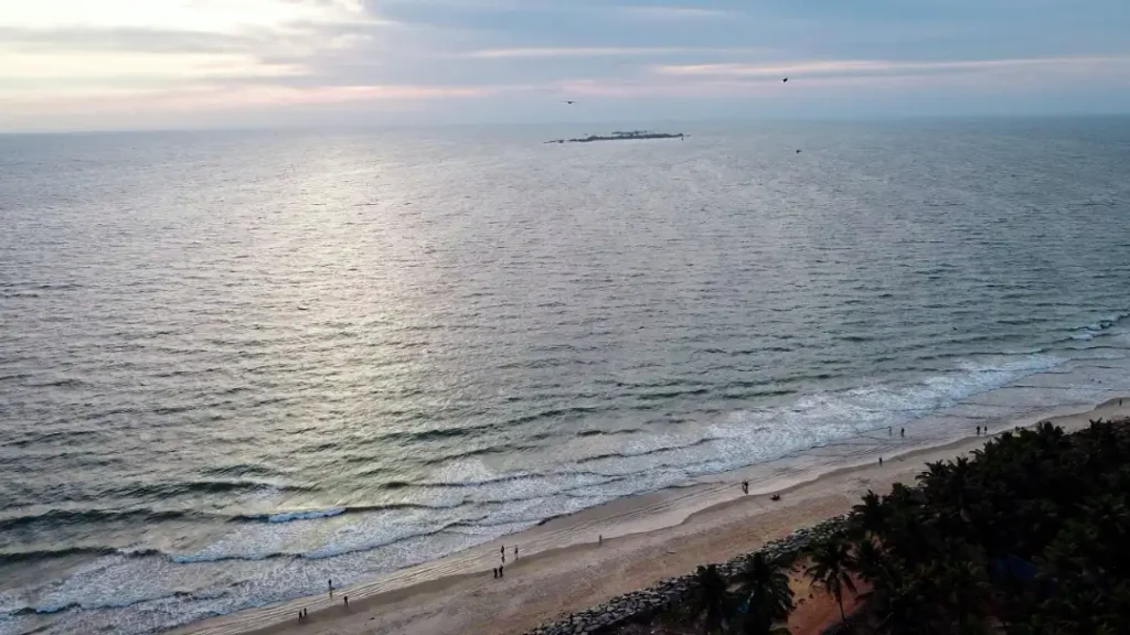 drone view of st mary's island from malpe beach in udupi