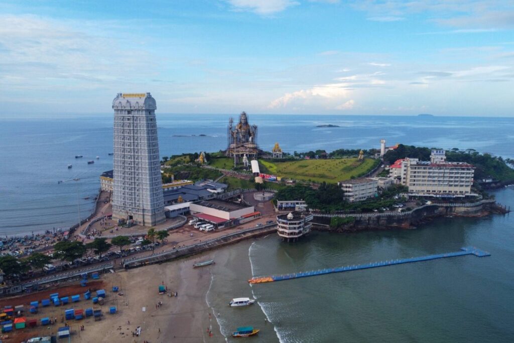 Aerial View of Murdeshwar Temple and Murdeshwar Beach