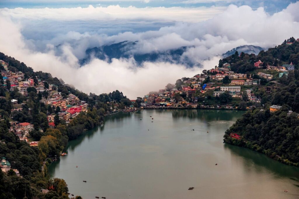 Nainital Lake and city as seen from a vantage point