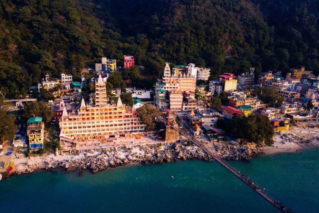 Tera Manzil Mandir and Laxman Jhula in Rishikesh as shot by Xplore The Earth